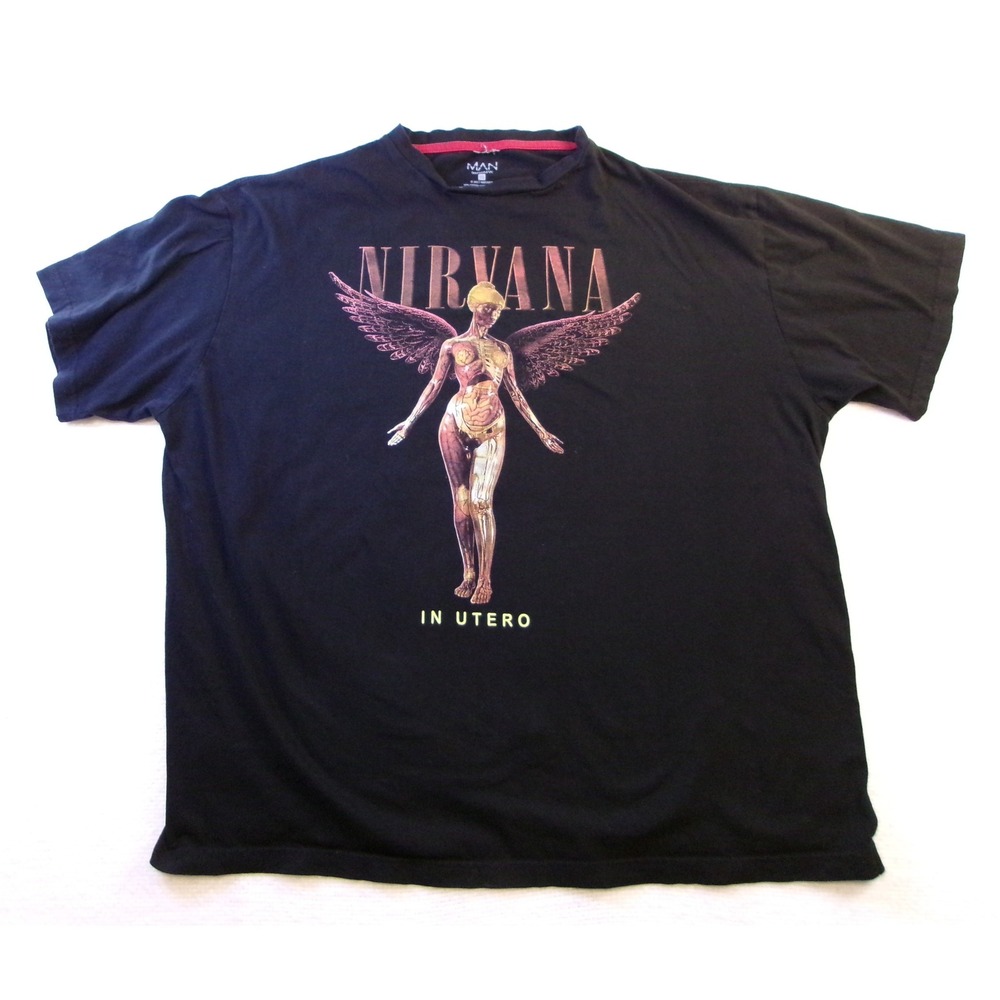 boohooMAN Nirvana In Utero Graphic T-Shirt Mens 3XL Black 2021 Band Tee Grunge